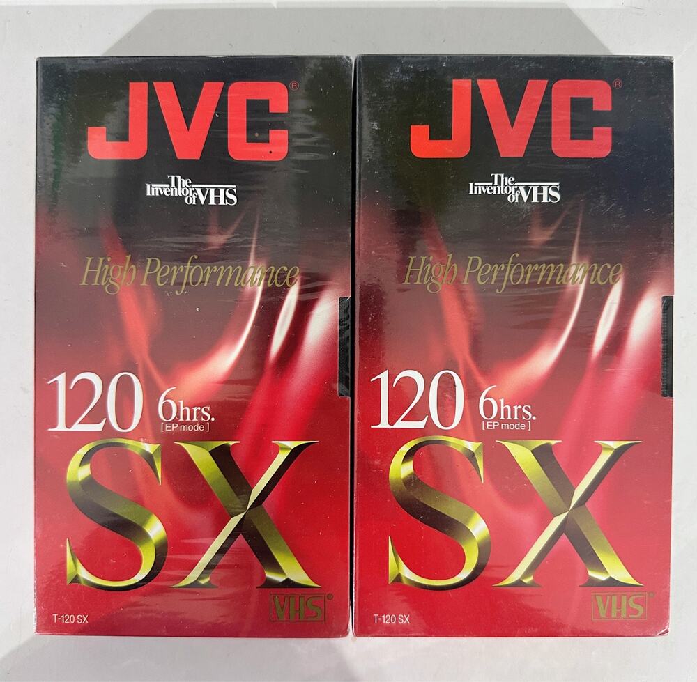 JVC T-120 SXB Blank VHS Tapes High Performance Lot of 2 New Sealed